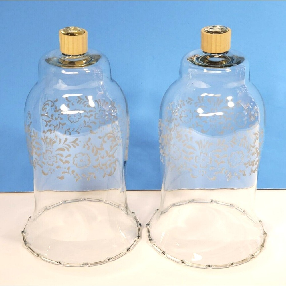 Vintage Votive Cups Etched Floral Glass Peg Candle Home Interiors Set of 2 -F11